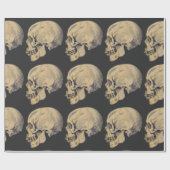 ヴィンテージスカル構造イラストレーション ラッピングペーパー (フラット)