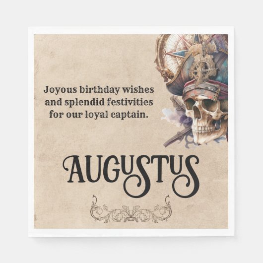 ヴィンテージスカル海賊版テーマ スタンダードランチョンナプキン (正面)