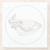 ヴィンテージスカル牛イラストレーション ガラスコースター (裏面)