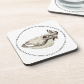 ヴィンテージスカル牛イラストレーション コースター (左側)