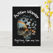 ヴィンテージスカル自閉症の戦士が息子のために戦う カード (黄色い花)