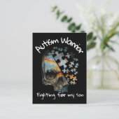 ヴィンテージスカル自閉症の戦士が息子のために戦う ポストカード (スタンド正面)