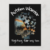 ヴィンテージスカル自閉症の戦士が息子のために戦う ポストカード (正面)