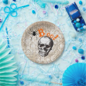 ヴィンテージスカル&スパイダーハロウィーン ペーパープレート (パーティー)