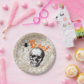 ヴィンテージスカル&スパイダーハロウィーン ペーパープレート (パーティー)