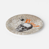 ヴィンテージスカル&スパイダーハロウィーン ペーパープレート (アングル)