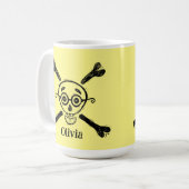 ヴィンテージスカル&メガネ付きクロスボーン黄色 コーヒーマグカップ (正面左)