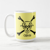 ヴィンテージスカル&メガネ付きクロスボーン黄色 コーヒーマグカップ (左)