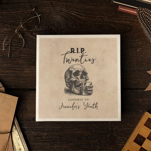 ヴィンテージスカルRIPウィスキー誕生日パーティー スタンダードカクテルナプキン