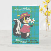 ヴィンテージスカンクハッピーバースデー カード (黄色い花)