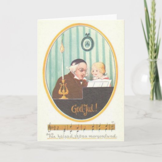 ヴィンテージスカンジナビアのクリスマスグリーティングカード シーズンカード (正面)