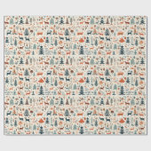 ヴィンテージスカンジナビアのクリスマスフォークアート ラッピングペーパー (フラット)