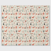 ヴィンテージスカンジナビアのクリスマスフォークアート ラッピングペーパー (フラット)