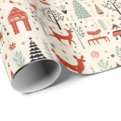ヴィンテージスカンジナビアのクリスマスフォークアート ラッピングペーパー (ロールコーナー)