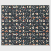 ヴィンテージスカンジナビアのクリスマスフォークアート ラッピングペーパー (フラット)