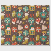 ヴィンテージスカンジナビアのクリスマスホリデー ラッピングペーパー (フラット)