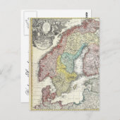 ヴィンテージスカンジナビアの地図 ポストカード (正面/裏面)