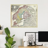 ヴィンテージスカンジナビアの地図（1730年） ポスター (ホームオフィス)