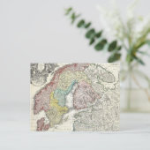 ヴィンテージスカンジナビアの地図(1730年) ポストカード (スタンド正面)