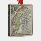 ヴィンテージスカンジナビアの地図（1730年） メタルオーナメント (右)