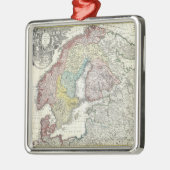 ヴィンテージスカンジナビアの地図（1730年） メタルオーナメント (左)