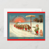 ヴィンテージスカンジナビアのTOMTE Happy New Year Image ポストカード (正面/裏面)