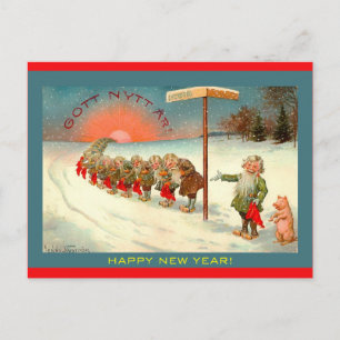 ヴィンテージスカンジナビアのTOMTE Happy New Year Image ポストカード