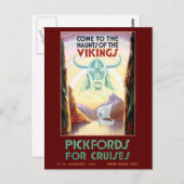 ヴィンテージスカンジナビアバイキングクルーズトラベル ポストカード (正面/裏面)