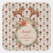 ヴィンテージスカンジナビアフォークアートダラホースクリスマス スクエアシール (正面)