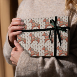 ヴィンテージスカンジナビアフォークアートダラホースクリスマス ラッピングペーパー