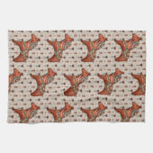 ヴィンテージスカンジナビアフォークアートダラホース キッチンタオル (横)