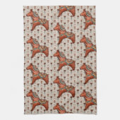 ヴィンテージスカンジナビアフォークアートダラホース キッチンタオル (縦)