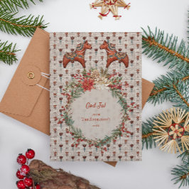 ヴィンテージスカンジナビアフォークアートダレカーリアクリスマス シーズンカード