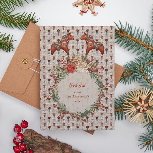 ヴィンテージスカンジナビアフォークアートダレカーリアクリスマス シーズンカード