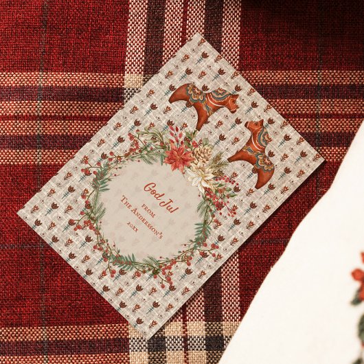 ヴィンテージスカンジナビアフォークアートダレカーリアクリスマス シーズンポストカード