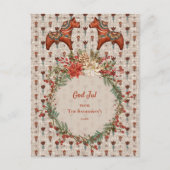 ヴィンテージスカンジナビアフォークアートダレカーリアクリスマス シーズンポストカード (正面)