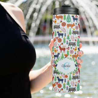 ヴィンテージスカンジナビアフォークアートモノグラムパターン タンブラー