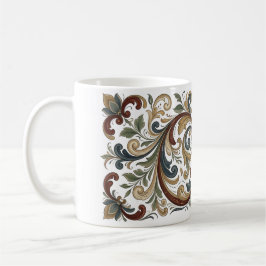 ヴィンテージスカンジナビアンフォークアートパターンマグカップ コーヒーマグカップ