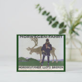 ヴィンテージスカンジナビア旅行へノルウェーマントナカイ ポストカード (スタンド正面)