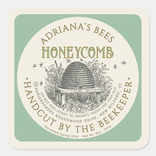 ヴィンテージスキップハニカムラベ淡い色のル スクエアシール (正面)