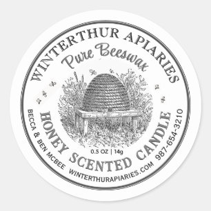 ヴィンテージスキップピュアビーズワックスキャンドルラベルホワイト ラウンドシール