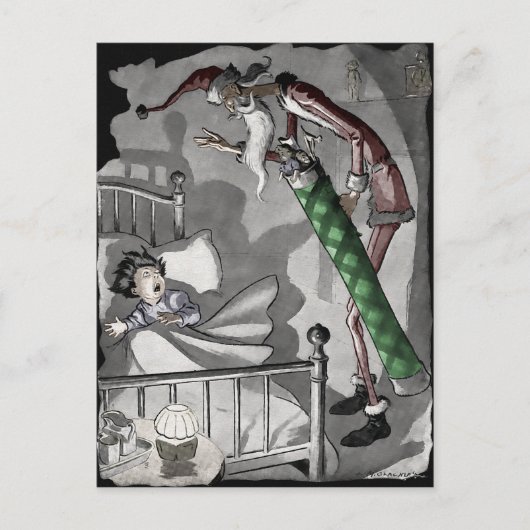 ヴィンテージスキニーサンタクリスマスポストカード ポストカード (正面)