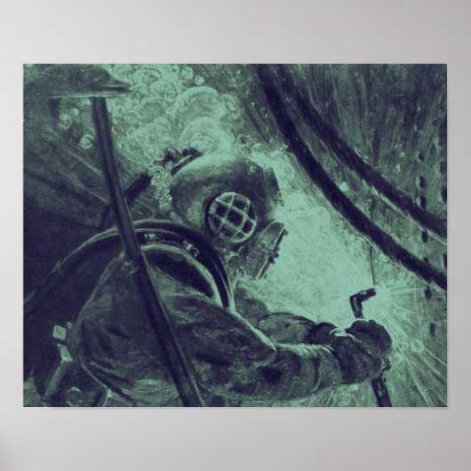 ヴィンテージスキューバダイバー工業用溶接水中 ポスター (正面)