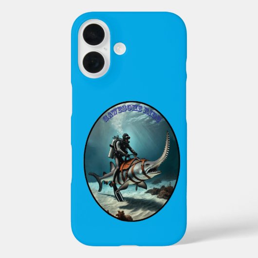 ヴィンテージスキューバダイビングソーフィッシュURMに乗るダイバー Case-Mate iPhoneケース (裏面)