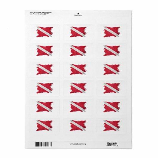 ヴィンテージスキューバ国旗、ダイブ国旗、ダイバーダウン国旗 ラベル (フルシート)