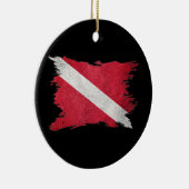 ヴィンテージスキューバ国旗、ブラシストローク、ダイバーダウンフラグ セラミックオーナメント (右)