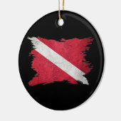 ヴィンテージスキューバ国旗、ブラシストローク、ダイバーダウンフラグ セラミックオーナメント (左)