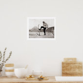 ヴィンテージスキーアイアンゲ、木製スキー、独身のポール ポスター (キッチン)