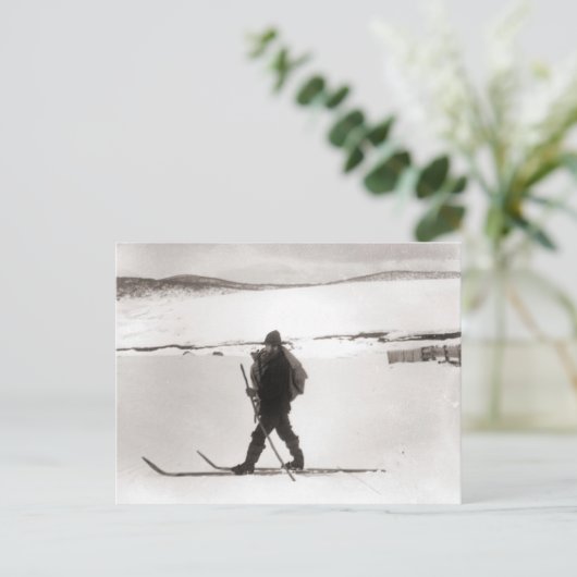 ヴィンテージスキーイメージ、クロスカントリースキー ポストカード (スタンド正面)