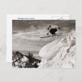 ヴィンテージスキーイメージ、ジャンプ ポストカード (正面/裏面)